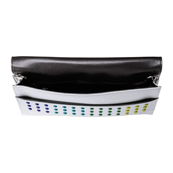 Milly Color Digital Studded Leather White Flap Envelope Bag Handbag Purse NEW - Picture 5 of 6
